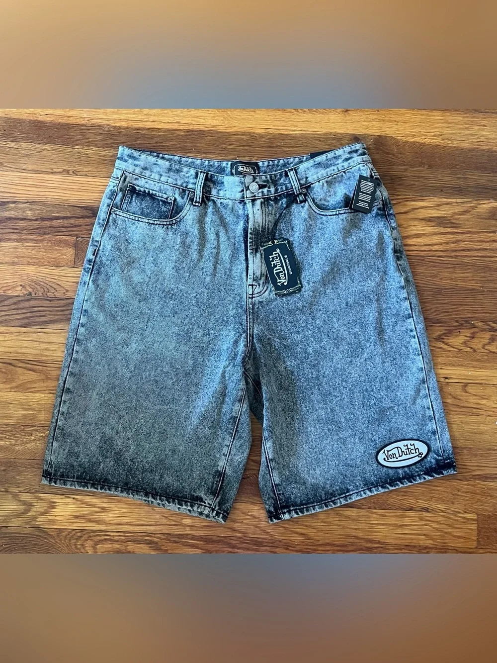 Von Dutch Baggy Long Black Denim Y2K Jorts Men’s Size 34 & 36